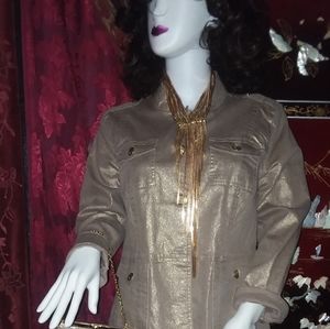 Platinum denim pant suit